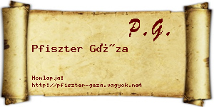 Pfiszter Géza névjegykártya