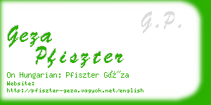 geza pfiszter business card